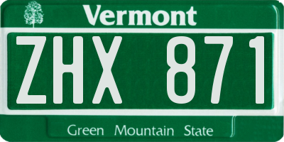 VT license plate ZHX871