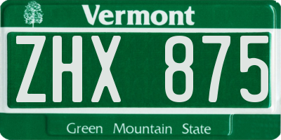VT license plate ZHX875