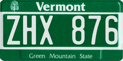 VT license plate ZHX876