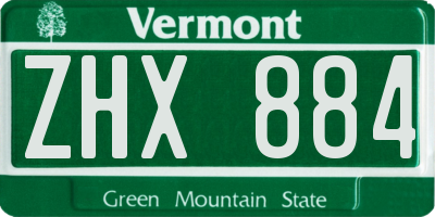 VT license plate ZHX884