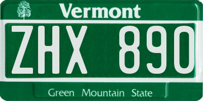 VT license plate ZHX890
