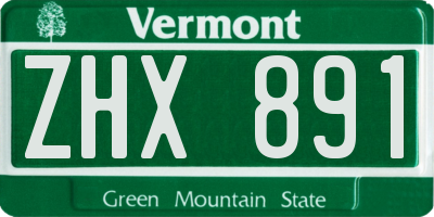 VT license plate ZHX891