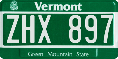 VT license plate ZHX897