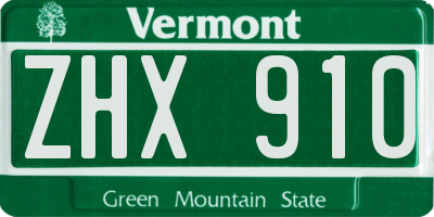 VT license plate ZHX910