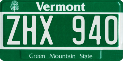 VT license plate ZHX940