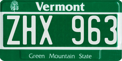 VT license plate ZHX963