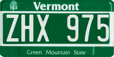 VT license plate ZHX975