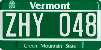 VT license plate ZHY048