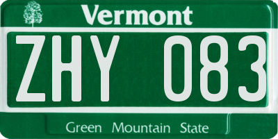 VT license plate ZHY083