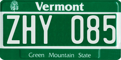 VT license plate ZHY085