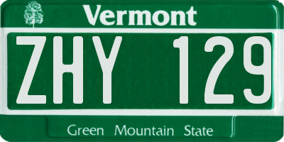 VT license plate ZHY129
