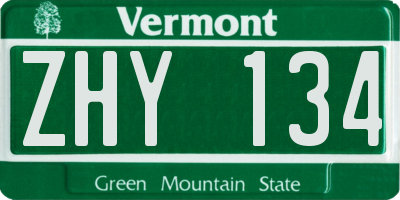 VT license plate ZHY134