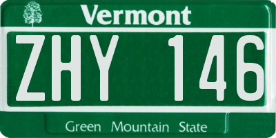 VT license plate ZHY146