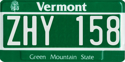 VT license plate ZHY158