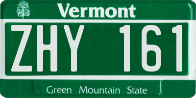 VT license plate ZHY161
