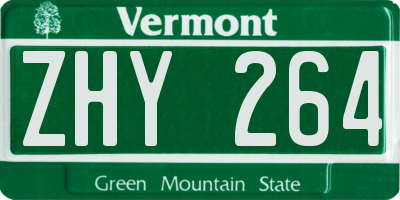 VT license plate ZHY264