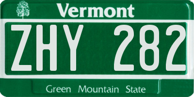 VT license plate ZHY282