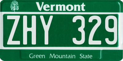 VT license plate ZHY329