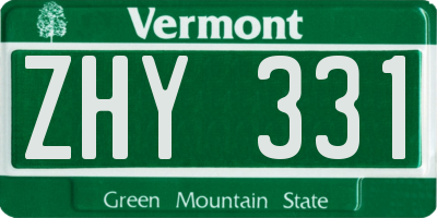 VT license plate ZHY331