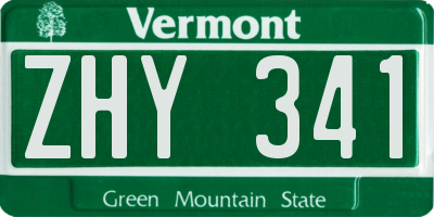 VT license plate ZHY341