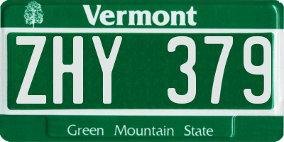 VT license plate ZHY379