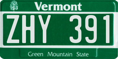 VT license plate ZHY391