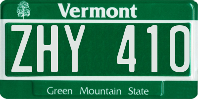 VT license plate ZHY410