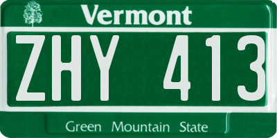 VT license plate ZHY413