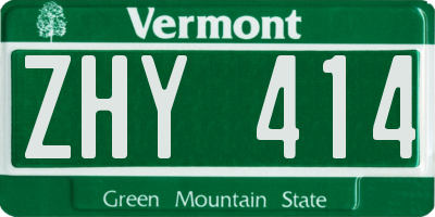 VT license plate ZHY414