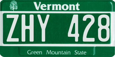 VT license plate ZHY428
