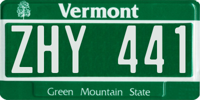 VT license plate ZHY441
