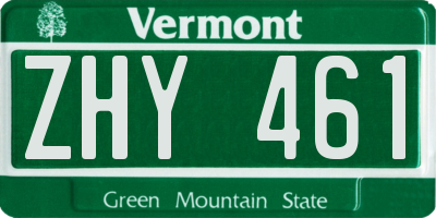 VT license plate ZHY461