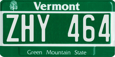 VT license plate ZHY464
