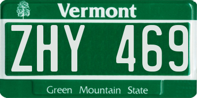 VT license plate ZHY469