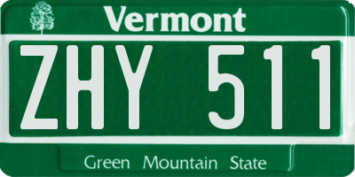 VT license plate ZHY511