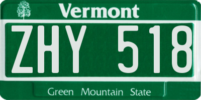 VT license plate ZHY518
