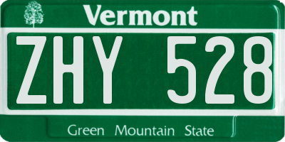 VT license plate ZHY528