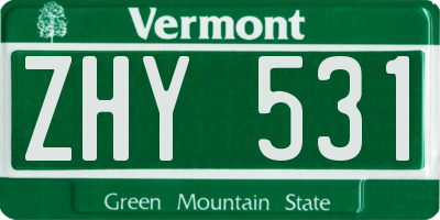 VT license plate ZHY531