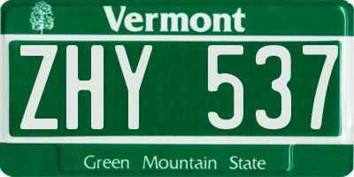 VT license plate ZHY537