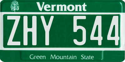 VT license plate ZHY544