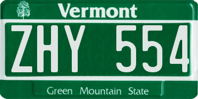 VT license plate ZHY554