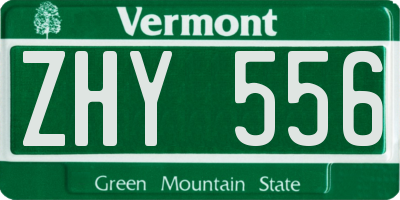 VT license plate ZHY556