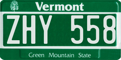 VT license plate ZHY558