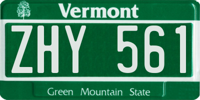 VT license plate ZHY561