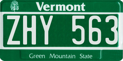 VT license plate ZHY563
