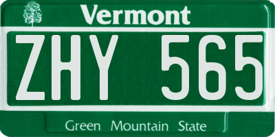 VT license plate ZHY565
