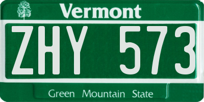 VT license plate ZHY573