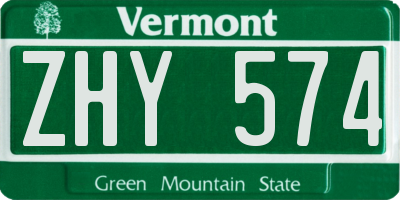 VT license plate ZHY574