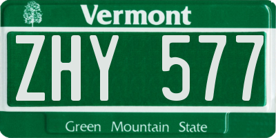 VT license plate ZHY577