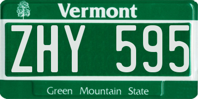 VT license plate ZHY595